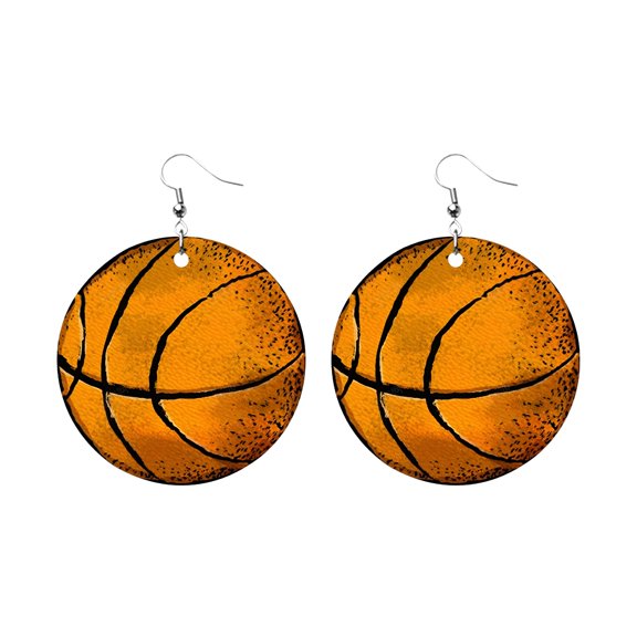 DESIGNICE Jewelry Women's Sports Fans Baseball Leather Earrings Artificial Leather Pendant Earrings Football Basketball Earrings Sparkling Softball Football Mom Earrings (B,One Size)