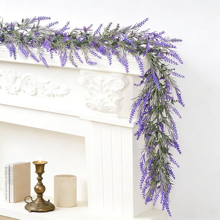 6Ft Artificial Lavender Garland - Purple Spring Summer Decor for Wedding Arches,Mantels,and Farmhouse Home Decor