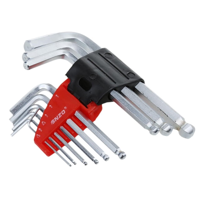 de 9 Piezas Destornilladores con Llave Manual de material acero con Calor de Vanadio Cromado, por lo que Son Fuertes y Duraderos Ball End Extra Long