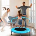thumbnail image 3 of Aukfa Mini Trampoline with Handrail for Kids, 36" Fitness Rebounder with Safety Pad, Indoor Outdoor, Blue, 3 of 8