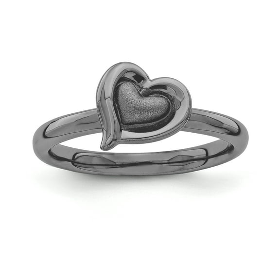 Sterling Silver Black-Plated Heart Ring