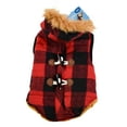 thumbnail image 3 of Vibrant Life Dog Clothes: Red & Black Buffalo Plaid Peacoat, Extra Small, 3 of 11