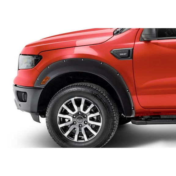 Bushwacker by RealTruck Pocket/Rivet Style Front Fender Flares | 2-Piece Set, Black, Smooth Finish | 20119-02 | Compatible with 2019 - 2023 Ford Ranger