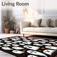 thumbnail image 2 of ODIKA 8'x10' Machine Washable Non-Slip Area Rug, Charming Ghostly Faces Tufted Non Slip for Festive Entryway High Traffic Rug with Pad, Black, 101275, 2 of 8