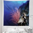 thumbnail image 1 of Underwater Ocean Tapestry, Aquatic Coral Exploring the Sea Scenic Tropical Photo Shot Print, Fabric Wall Hanging Decor for Bedroom Living Room Dorm, 5 Sizes, Blue and Pastel Pink, by Ambesonne, 1 of 1