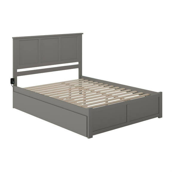 Madison Queen Bed with Footboard and Twin Extra Long Trundle in Grey