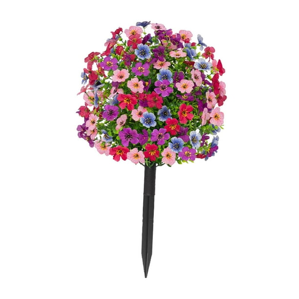 Decoración de estaca de jardín de flores de violeta artificial accesorios de jardín de hadas versátiles flor realista con estaca para césped Red Blue Pink
