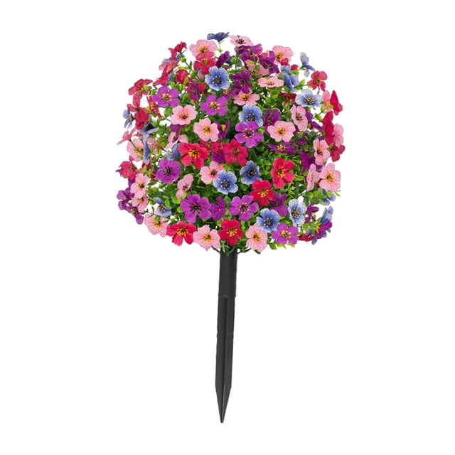 Estaca de jardín de flores violetas artificiales multiusos realistas con base Purple Red Blue Pink