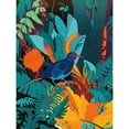 thumbnail image 1 of Bird in Tropical Forest Vibrant Illustration Large Wall Art Poster Print Thick Paper 18X24 Inch, 1 of 5