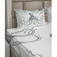 thumbnail image 6 of Ambesonne Octopus Fitted & Top Sheet Set with Shams, Animal Tentacles Marine, Grey White, 6 of 8