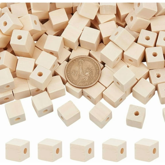 150 Pcs Unfinished Wooden Square Beads 12mm Unfinished Solid Wood Beads Blocks Natural Wood Cube Beads for Jewelry Necklace Creations Crafts and DIY Projects Hole: 4mm Colorful DIY