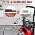 thumbnail image 4 of Yiwa 75 Ft x 1/2" Professional Drain Auger, 250W Portable Auto-Feed Pipe Cleaner Machine for Sinks & Toilets, 4 of 8