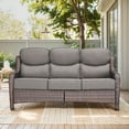 thumbnail image 6 of Planntonneo Patio Sofa All-Weather Wicker Deep Seating Outdoor Couch with 6-inch Cushions, Brown/Grey, 6 of 6