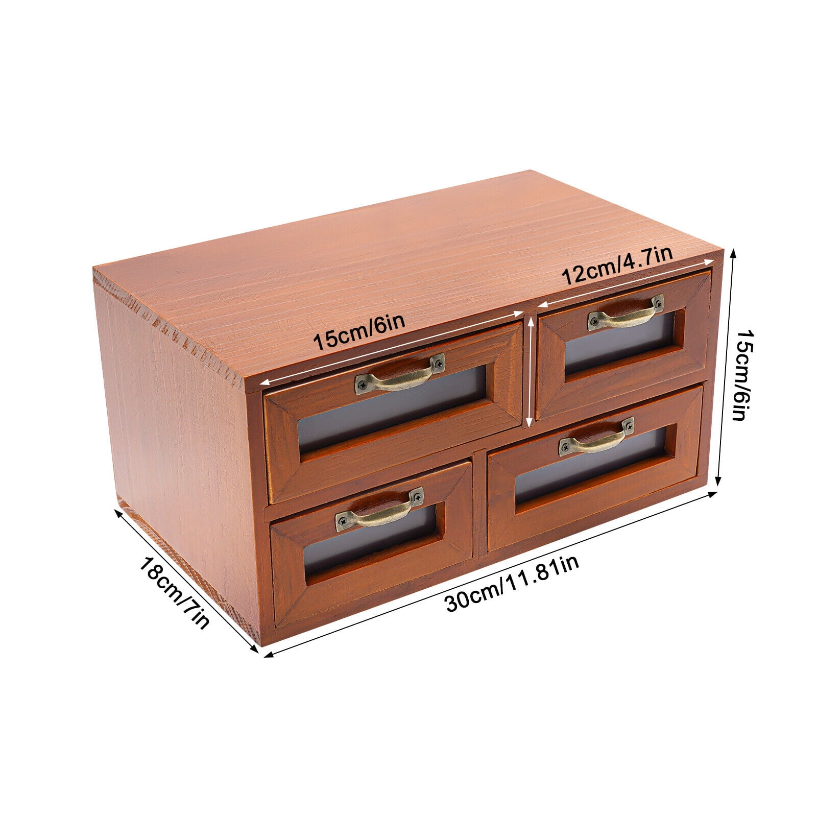Desk Organizer with Drawers Wooden Desktop Storage Cabinet Storage Box 4 Drawer