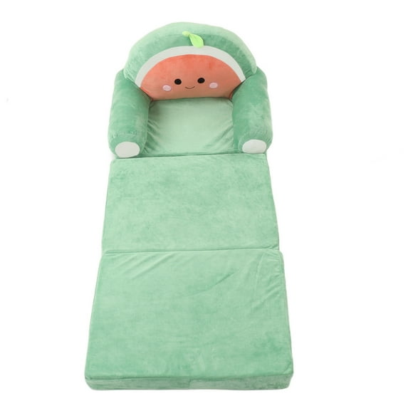 Cartoon Foldable Kids Sofa, 2 in 1 Flip Open Children Sofa Bed, Wide Armrest, Soft Short Plush Material, for Reading, Playing or Sleeping