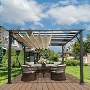 Paragon Outdoor 11' x 16' Florence Aluminum Pergola with Grey Frame and Adjustable Sand Canopy