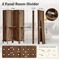 thumbnail image 6 of Wooden Pegboard Display with Hooks and Shelf, Rustic Room Divider Wall and Folding Privacy Screen for Bedroom, Jewelry Store, 6 of 18