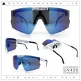 thumbnail image 2 of Boys Size Flip Up Shield Rimless Adjustable Arm MTB Sport Sunglasses White Red - Blue Mirror, 2 of 8