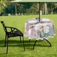 thumbnail image 7 of Coolnut 60" Pink Flowers Outdoor Round Tablecloth, Waterproof Stain-Resistant Non-Slip Circular Tablecloth with Umbrella Hole and Zipper for Tabletop Backyard Party BBQ Decor, 7 of 7