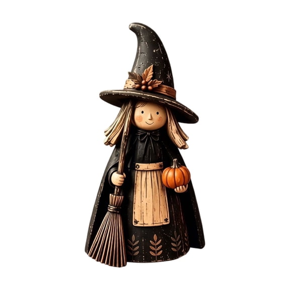 Vintage Halloween Witch Figurines,Primitive Style Wooden Witch Statues Fall Thanksgiving Halloween Decorations For Home Shelf Farmhouse Decor Gift(3Pcs)