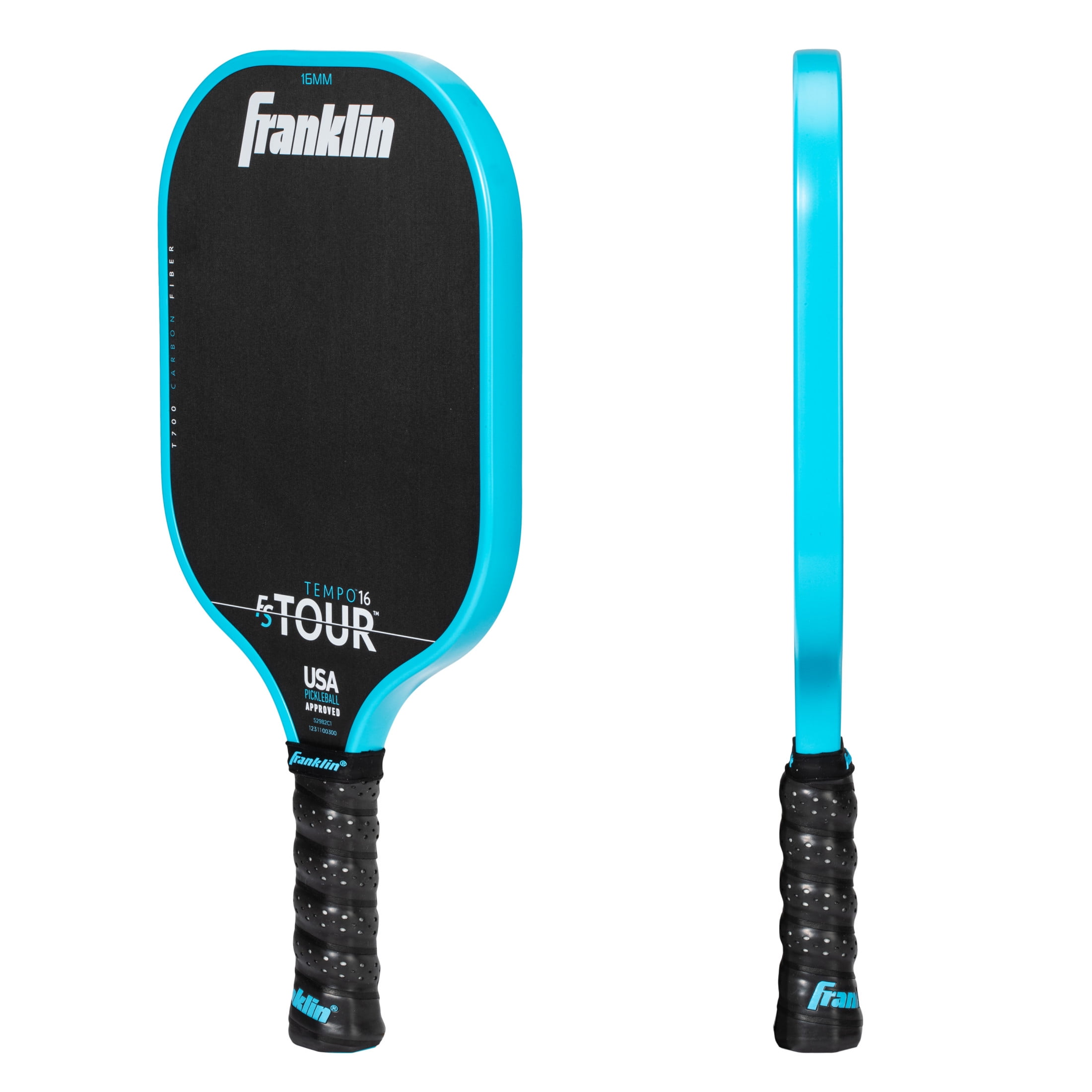Franklin Sports Pro Pickleball Paddles - FS Tour Series Carbon Fiber Pickleball Paddles - Official USA Pickleball (USAPA) Approved Paddles - Tempo Pro Player Paddle - 16mm Polymer Core - Blue