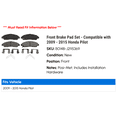 thumbnail image 2 of Front Brake Pad Set - Compatible with 2009 - 2015 Honda Pilot 2010 2011 2012 2013 2014, 2 of 2