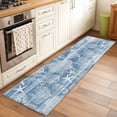 thumbnail image 3 of Blue Coastal Washable Runner Rugs 2'x6', Nautical Starfish Seahorse Coral Summer Low Pile Throw Entryway Rug Non-Slip Sturdy Edge Binding Carpet for Indoor Bedside Entrance Bedside, 3 of 9