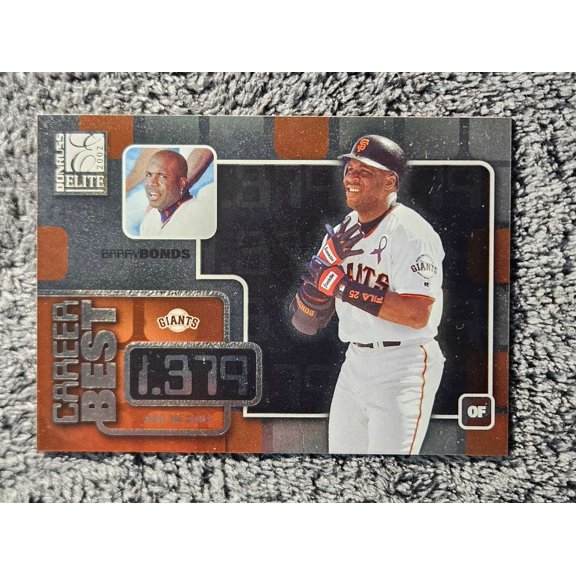 Collectible 2002 Donruss Elite Career Best Barry Bonds CB-6 1070/1379 San Francisco Giants Baseball Card San Francisco Giants MLB Baseball Trading Card