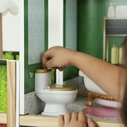 Delta Children Deluxe Maui Dollhouse with 50 Accessories - Large Wooden 4-Story Dollhouse with 12 Rooms - Working Elevator, Slide, Lights/Sounds - Fits 12-inch Dolls - Pretend Play Gift for Ages 3+