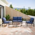 thumbnail image 3 of INTER HUT 5 PCS Patio Outdoor Conversation Set with Nesting Coffee Table,Modular Rattan Outdoor Patio Sectional Furniture Sofa Set for Backyard,Blue, 3 of 9