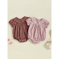 thumbnail image 3 of BemeyourBBs Newborn Baby Girls Summer Clothes Bubble Romper Outfit Puff Short Sleeve Peter Pan Doll Collar Bodysuit Jumpsuit Playsuit, 3 of 9