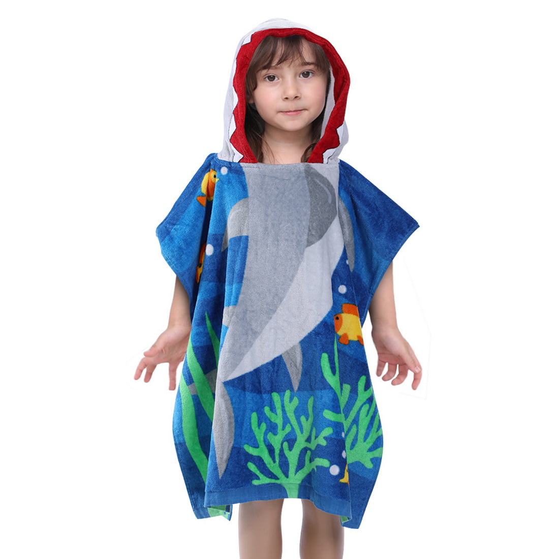 Official 3D Character Cotton Poncho Bath Beach Swimming Hooded Towel Boys Girls 
