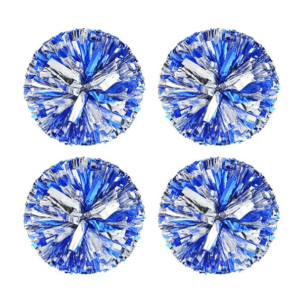 Wosthever 4 unids/set destacan con pompones de porristas de mano, pompones de porrista no tóxicos y duraderos Animadoras plata mixta azul
