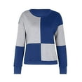 thumbnail image 5 of Daznico Womens Plaid Sweater Long Sleeved Color Matching Round Neck Sweater,Size L, 5 of 5