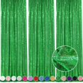 thumbnail image 1 of Tela de lentejuelas QueenDream para telón de fondo, 61 x 244 cm, color verde, 3 paneles, 1 of 6