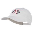 thumbnail image 2 of Checkered Racing Flag Embroidered Washed Cap - White OSFM, 2 of 5