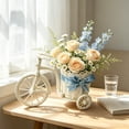 thumbnail image 4 of Bklubk Faux Rattan Weave Tricycle Shaped Flower Basket With Wheel And Handle Multi Functional Storage Basket Fruit Basket Cute Rural Decor For Weddings Party Festivals, 4 of 6