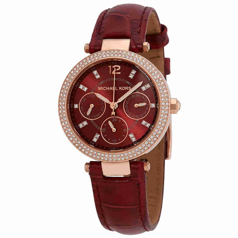 michael kors watch red leather strap