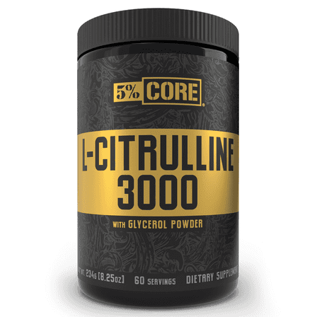 5% Nutrition Core L-Citrulline 3000 with Glycerol | Nitric Oxide Booster & Muscle Pump Supplement | Pre-Workout Additive | Unflavored (60 Servings)