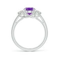 thumbnail image 2 of ANGARA Natural Three Stone 1.6 ct Amethyst and Half Moon Diamond Ring in 925 Sterling Silver for Women (Size-9x7mm) | February Birthstone, Anniversary, Jewelry Gift for Women | Natural Amethyst Ring, 2 of 8