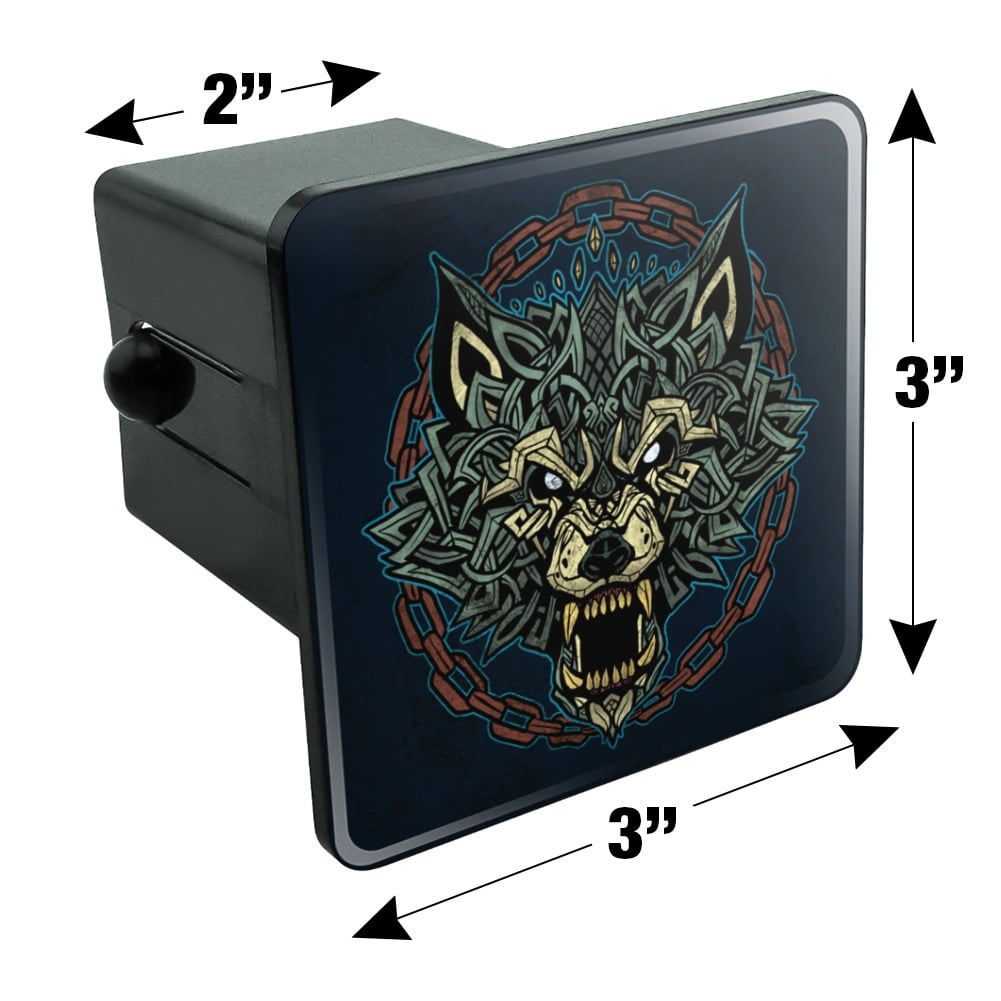 Graphics and More Fenrir Fierce Snarling Wolf in Chains Norse Mythology Tow Trailer Hitch Cover Plug Insert 