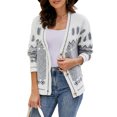 thumbnail image 1 of Suéteres básicos para mujer Cuello en V Estampado de copos de nieve Cárdigan cálido Traje de vacaciones informal FLhrweasw Nuevo, 1 of 9