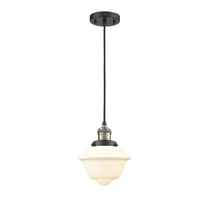 Innovations Lighting Franklin Restoration Oxford - 1 Light 8" Cord Hung Mini Pendant Black Antique Brass/Matte White