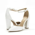 thumbnail image 3 of Dream Pairs Women Ankle Strap Pump Shoes Pointed Toe High Chunky Heel Dress Pump Shoes Coco White/Pu Size 6.5, 3 of 6