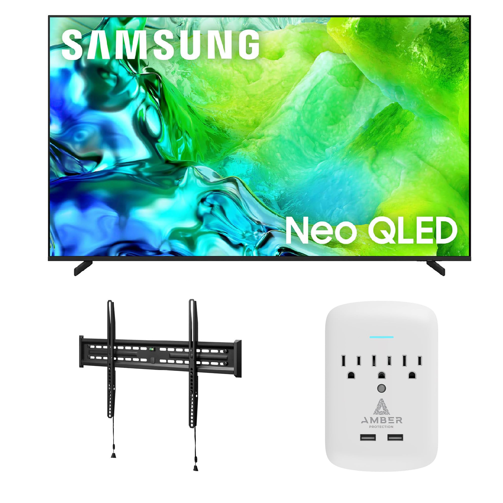 Samsung QN55QN80H TV with FIXED-MOUNT-43-90 and 3-OUTLET-SURGE (2026)
