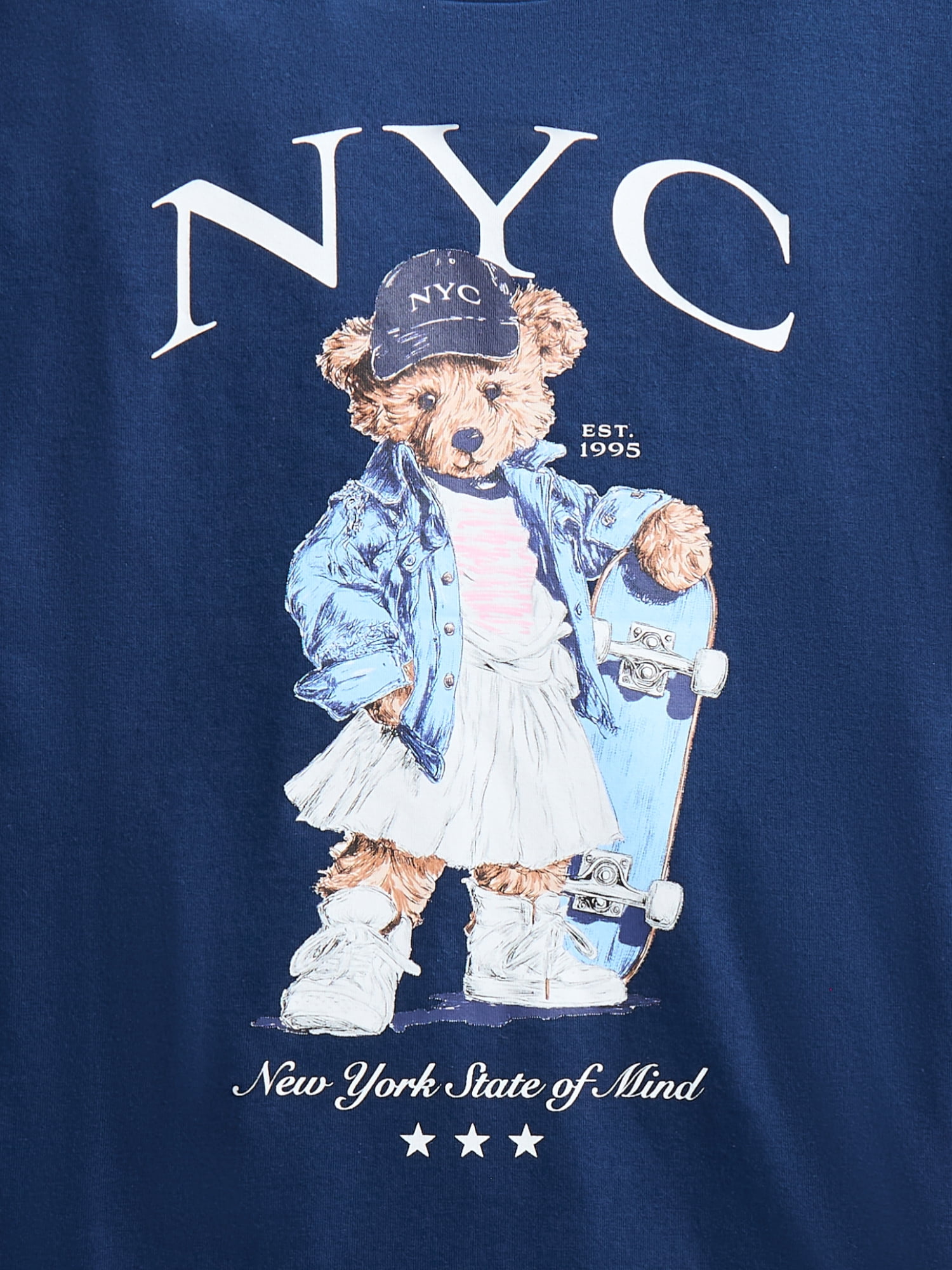 Wonder Nation Girls' Graphic Skater Bear Tee with Short Sleeves, Sizes 4-18