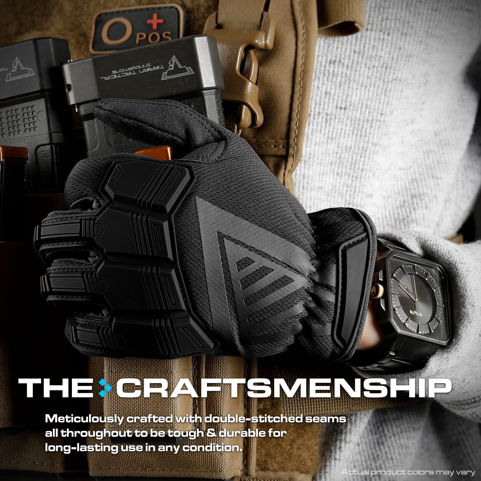Glove Station - Impulse Guard Gloves for Men - Touch Screen Gloves Working Gloves Ideal for Sports & Outdoors, Motorcycle - Black, Medium