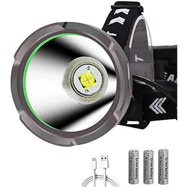Lampe frontale, 18 000 lumens 8 LED 8 modes d'éclairage, lampe frontale LED  ultra