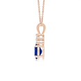 thumbnail image 2 of ANGARA Natural Oval Sapphire Solitaire Pendant with Trio Diamond in 14K Rose Gold for Women (Size-7x5mm) | September Birthstone, Anniversary, Jewelry Gift for Women | Natural Blue Sapphire Necklace, 2 of 7