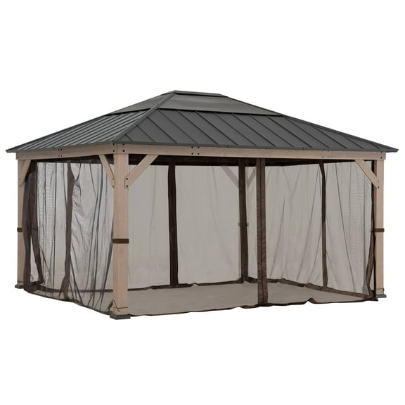 SUNJOY Gazebo Mosquito Netting for 13 ft. × 15 ft. Wooden Gazebos